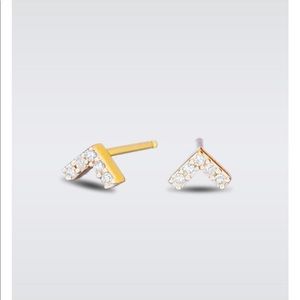 ADINA REYTER TINY PAVE V POSTS (14k Yellow Gold)